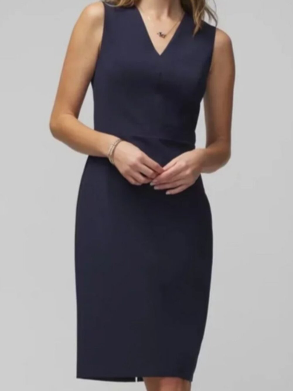 White House Black Market Sleeveless Sleath Satin Trim Dress size 8 NWT